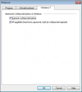 Možnosti programu pro Windows 7